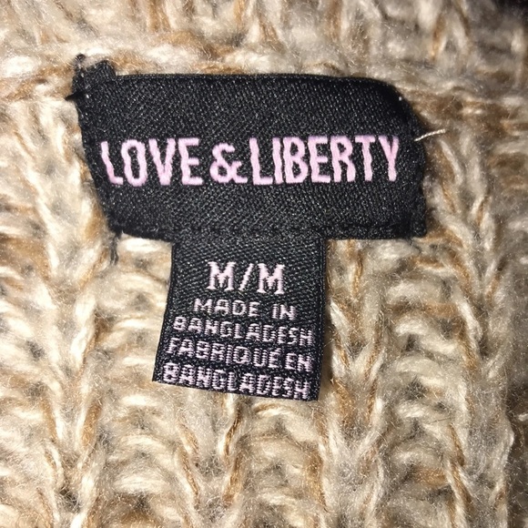 Love & Liberty Butterscotch Tweed Cowl Neck Sweater with Side Slits - Picture 4 of 5